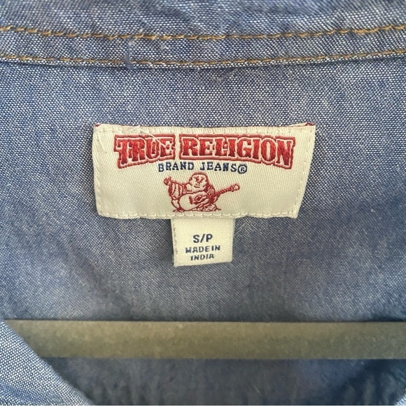 True Religion Blue Denim Shirt - Picture 4 of 8